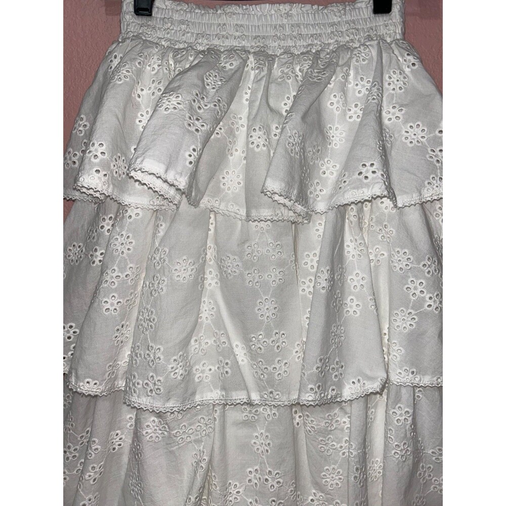 Hill House Noemie Women’s Maxi Tiered Skirt size S NWT White Eyelet Romantic - Picture 3 of 5
